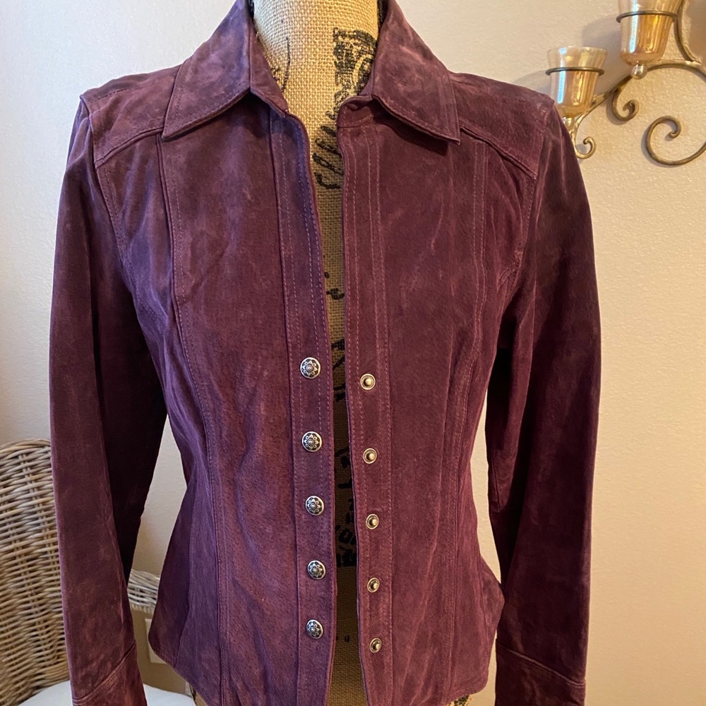 Dressbarn Leather Jacket - Purple/Eggplant